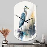 Cute Heron In A Lake Floral Art III - Asymmetric Metal Wall Clock