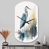 Cute Heron In A Lake Floral Art III - Asymmetric Metal Wall Clock