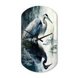 Cute Heron In A Lake Floral Art IV - Asymmetric Metal Wall Clock