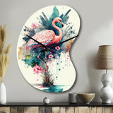 Cute Flamingos Floral Art III - Asymmetric Metal Wall Clock