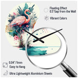 Cute Flamingos Floral Art III - Asymmetric Metal Wall Clock