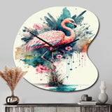 Cute Flamingos Floral Art III - Asymmetric Metal Wall Clock