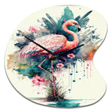 Cute Flamingos Floral Art III - Asymmetric Metal Wall Clock