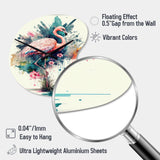 Cute Flamingos Floral Art III - Asymmetric Metal Wall Clock