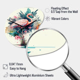 Cute Flamingos Floral Art III - Asymmetric Metal Wall Clock