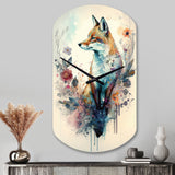 Cute Fox Floral Art III - Asymmetric Metal Wall Clock