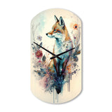 Cute Fox Floral Art III - Asymmetric Metal Wall Clock