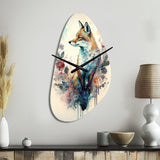 Cute Fox Floral Art III - Asymmetric Metal Wall Clock