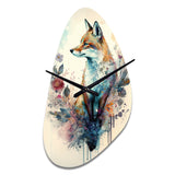 Cute Fox Floral Art III - Asymmetric Metal Wall Clock