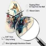 Cute Fox Floral Art III - Asymmetric Metal Wall Clock