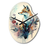 Cute Fox Floral Art III - Asymmetric Metal Wall Clock