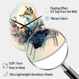 Cute Fox Floral Art III - Asymmetric Metal Wall Clock