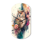 Cute Owls Floral Art II - Asymmetric Metal Wall Clock