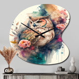 Cute Owls Floral Art II - Asymmetric Metal Wall Clock