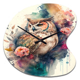 Cute Owls Floral Art II - Asymmetric Metal Wall Clock