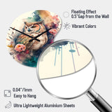Cute Owls Floral Art II - Asymmetric Metal Wall Clock