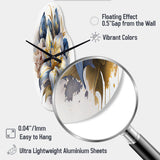 Gold And Blue Lily Bouquet III - Asymmetric Metal Wall Clock