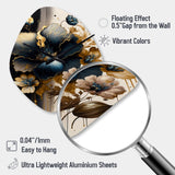 Dark Blue And Gold Hibiscus II - Asymmetric Metal Wall Clock