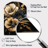 Black And Gold Hibiscus II - Asymmetric Metal Wall Clock