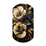 Black And Gold Hibiscus II - Asymmetric Metal Wall Clock