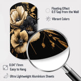 Black And Gold Hibiscus II - Asymmetric Metal Wall Clock