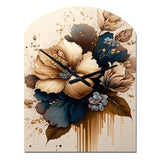 Brown And Blue Hibiscus Bouquet III - Asymmetric Metal Wall Clock