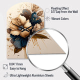 Brown And Blue Hibiscus Bouquet III - Asymmetric Metal Wall Clock