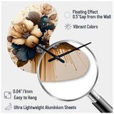 Brown And Blue Hibiscus Bouquet III - Asymmetric Metal Wall Clock