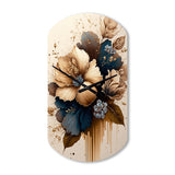 Brown And Blue Hibiscus Bouquet III - Asymmetric Metal Wall Clock