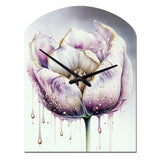 Cream And Purple Tulip III - Asymmetric Metal Wall Clock