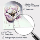 Cream And Purple Tulip III - Asymmetric Metal Wall Clock