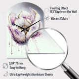 Cream And Purple Tulip III - Asymmetric Metal Wall Clock