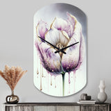Cream And Purple Tulip III - Asymmetric Metal Wall Clock