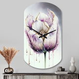 Cream And Purple Tulip III - Asymmetric Metal Wall Clock