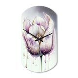Cream And Purple Tulip III - Asymmetric Metal Wall Clock
