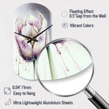 Cream And Purple Tulip III - Asymmetric Metal Wall Clock
