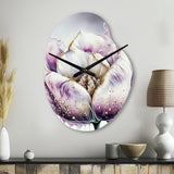 Cream And Purple Tulip III - Asymmetric Metal Wall Clock