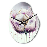 Cream And Purple Tulip III - Asymmetric Metal Wall Clock