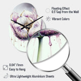 Cream And Purple Tulip III - Asymmetric Metal Wall Clock