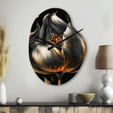 Black And Gold Tulip - Asymmetric Metal Wall Clock