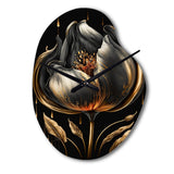 Black And Gold Tulip - Asymmetric Metal Wall Clock