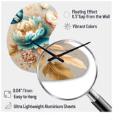 Multi-Color Blooming Flowers I - Asymmetric Metal Wall Clock