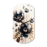 Navy Blue And Gold Poppy Flowers I - Asymmetric Metal Wall Clock