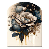 Black And White Rose Design III - Asymmetric Metal Wall Clock