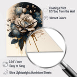 Black And White Rose Design III - Asymmetric Metal Wall Clock