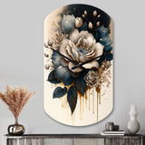 Black And White Rose Design III - Asymmetric Metal Wall Clock