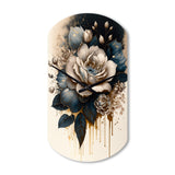 Black And White Rose Design III - Asymmetric Metal Wall Clock