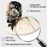 Black And White Rose Design III - Asymmetric Metal Wall Clock