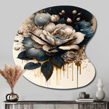 Black And White Rose Design III - Asymmetric Metal Wall Clock