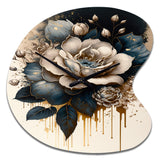 Black And White Rose Design III - Asymmetric Metal Wall Clock